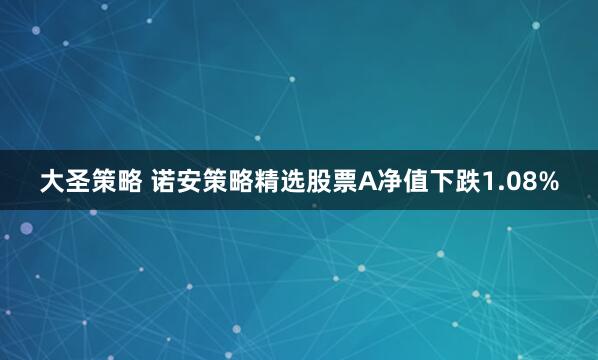大圣策略 诺安策略精选股票A净值下跌1.08%