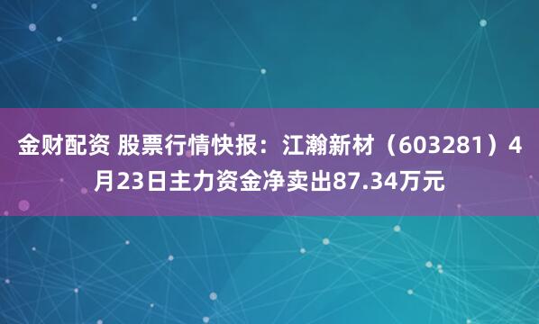 金财配资 股票行情快报：江瀚新材（603281）4月23日主力资金净卖出87.34万元